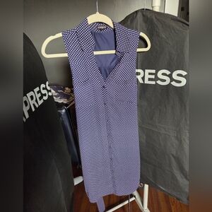 Express Navy and White Sleeveless Dress